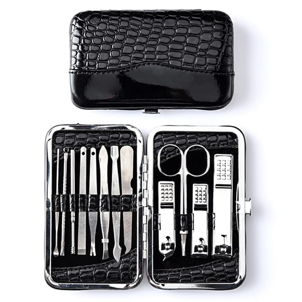 12 Pieces Manicure Set Professional Nail Clippers kit Stainless Steel Manicure kit Nail Care Tools with Luxurious Leather case