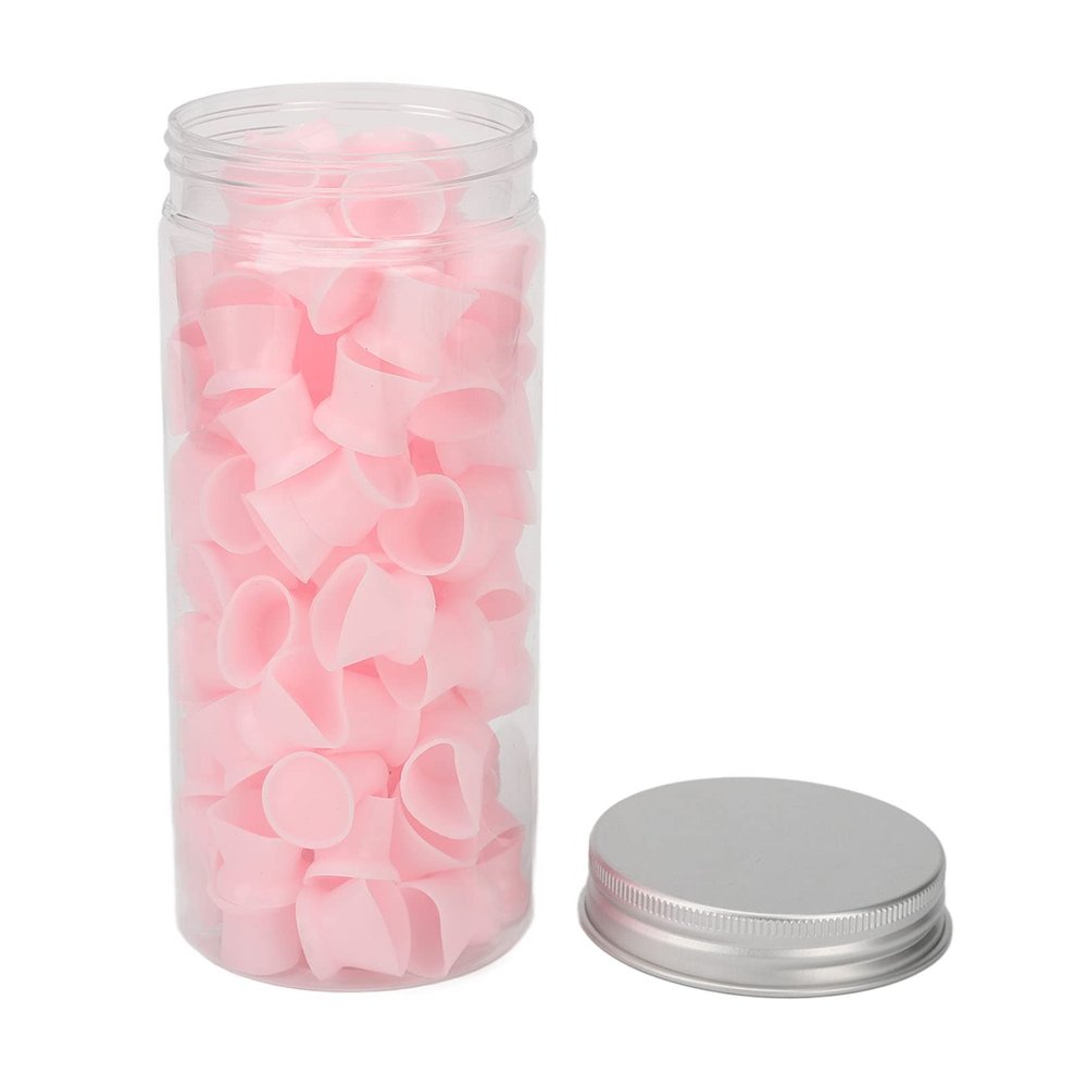 100 Pcs Disposable Ink Cups, Soft Silicone Pigment Cups Makeup Container Supplies with Storage Bottle (Large)