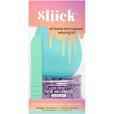 Sliick At Home Waxing Kit for Women  Acai Berry Scent, Hard Wax Kit for Hair Removal, Microwave Melting Cup, Applicator & Beads, At Home Wax Set