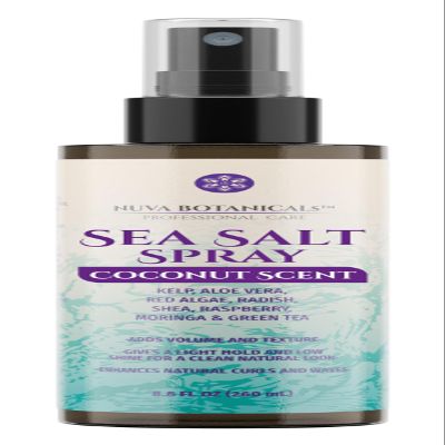 Coconut Sea Salt Hair Texturizing Spray with Castor Oil, Aloe Vera, Red Algae, Kelp, Raspberry, and Green Tea (8.8 Oz)