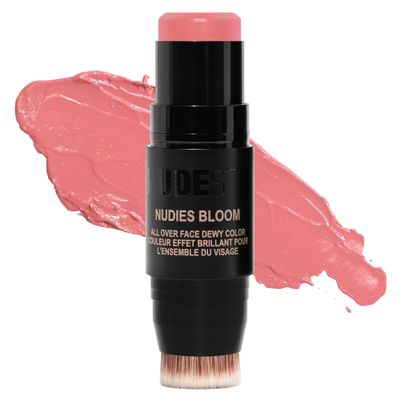 Nudestix Nudies Bloom All Over Dewy Color 3-in-1 Cream Blush Stick for Cheeks, Eyes & Lips with Built-In Brush | Sheer, Glossy Finish | Vegan, Long-Wear, Multi-Use Makeup (Cherry Blossom Babe)