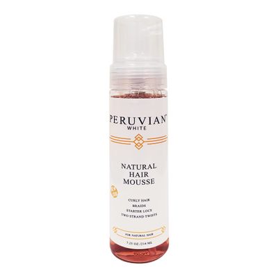Peruvian white Natural Hair Mousse for Curly Hair, Braids, Starter Locs, Two Strand Twists, 7.25 oz.