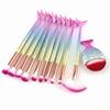 11Pcs Makeup Brushes Set Cosmetic Mermaid Eyebrow Eyeliner Face Lip Pencil Brush l Eye Makeup Brushes Eyeliner Brow Blending Brush Tool (3D colors) view 1
