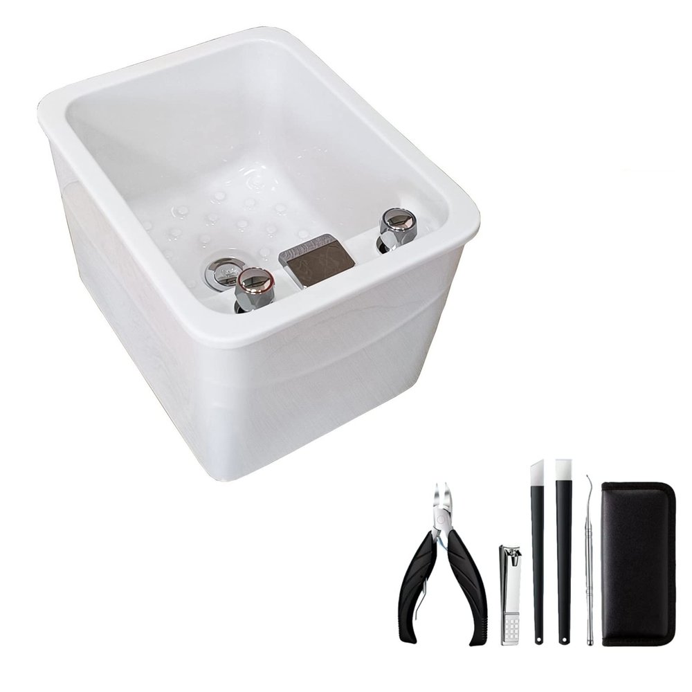 Acrylic Massage Footbath Foot Massager Foot Bath Tub Salon Massage Equipment Feet Spa Tub Massage Foot Adjustable Temperature Health Manicure Basin Suqare Manicure Footbath ( Size : Bath+pedicure )