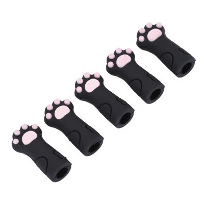 5pcs Scissors Case, Cuticle Scissors Deck Protectors Paw Shape Silicone Cuticle Trimmer Protective Cover for Nail and Toenails (Color : Black)