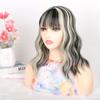 MOONSHOW Loose Water Wavy Hairpiece Curly Wavy Hair Topper Hairpieces with Bangs for Women Synthetic Hair Topper With Choppy Bangs Clip in Hair Topper for Thinning Hair Synthetic Hair Extension (33#) view 1