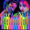 12 PCS Glow Face Body Paint, Glow In The Dark Under UV Black Light Sticks Makeup Neon Face Painting Kits for Adult Halloween Festival Accessory Glow Party Supplies view 1