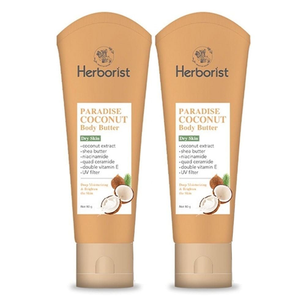 Herborist, Body Butter, 80g, Paradise Coconut (Pack of 2)