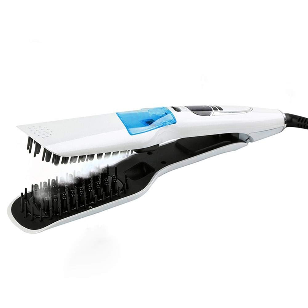 NinthAvenue Basics Hair Straightener Comb Brush, Professional Steam Straight Hair Ceramic Iron, Adjustable Temperature, Tourmaline Ceramic Heater Surface Material, for Long & Short Hair, White