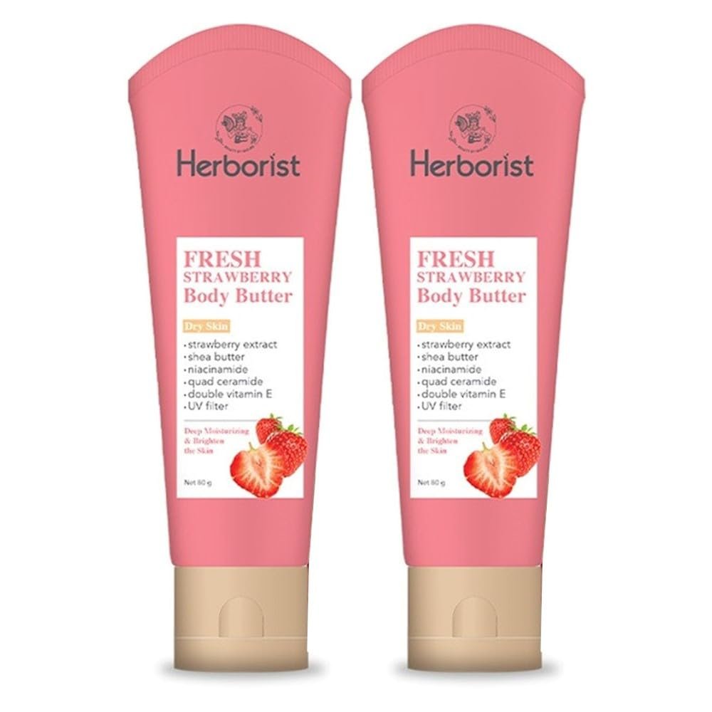 Herborist, Body Butter, 80g, Fresh Strawberry (Pack of 2)