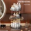 YCIA&DONE 360 Rotating Makeup Organizer and Storage for Vanity Countertop 3 Tiers, High Capacity Cosmetic Skincare Perfume Organizers for Dresser Bathroom Lazy Susan (Smoky Gray) view 2