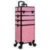 AROUS 5 in 1 Rolling Makeup Train Case Cosmetology Case on Wheels Large Cosmetic Organizer Travel Cart for Hairstylist Artist Nail Beauty Salon Barber,Pink view 1