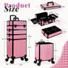 AROUS 5 in 1 Rolling Makeup Train Case Cosmetology Case on Wheels Large Cosmetic Organizer Travel Cart for Hairstylist Artist Nail Beauty Salon Barber,Pink view 4
