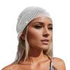 Munyee Hua White Rhinestone Head Scarf for Women Bling Sparkly Hijab Stretchy Rave Turban Hat Handmade Rave Headband Crystal Mesh Cap Hair Snood Nets Vintage Dress Concert Headpiece (White) view 1