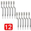12pc Comfort Hold Easy Grip Ergonomically Angled Curved Cuticle Pusher Tool Heavy Duty 5" Double Ended Pusher & Cleaner - Premium Pakistan Stainless Steel view 2