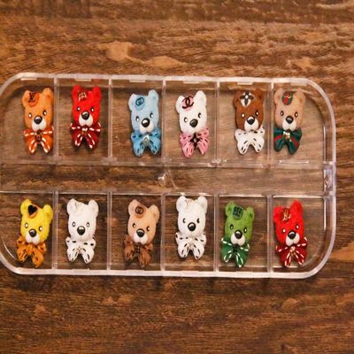 3D Nails Flower Art, 10 Different Color For 3d Nails Art Bear and Ribbon, A Box of 10 Pcs Bear with Ribbon Nail Art Jewelry Accessories Crafts (Full Box)