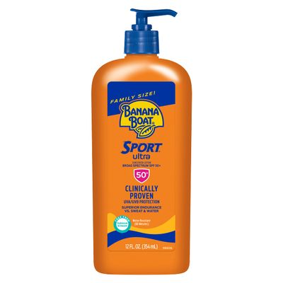 Banana Boat Sport Ultra SPF 50 Sunscreen Lotion, 12Fl Oz | Banana Boat Sunscreen SPF 50 Lotion, Oxybenzone Free, Sunblock, Family Size, 12Fl Oz (Pack of 1)
