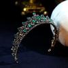 OOGHE Tiaras and Crowns for Women, Baroque Vintage Black Green Crystal Bridal Tiaras Crowns Pageant Diadem Rhinestone Veil Tiara Headbands Wedding Hair Accessories view 3