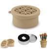 Iborrys Makeup Brush Silicone Cleaning cup - Portable Foldable Silicone Makeup Brush Holder,Bottom-Embedded Makeup Brush Cleaning Mat & Makeup brush cleaner and dryer 2-in-1 Design (Khaki) view 1