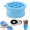 Iborrys Makeup Brush Silicone Cleaning cup & Silicone Makeup Brush Holder 2 in 1, Portable Foldable silicone Makeup brush Cleaning Mat with Holder for Storage&Air Dry Brushes (Blue) view 1