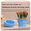 Iborrys Makeup Brush Silicone Cleaning cup & Silicone Makeup Brush Holder 2 in 1, Portable Foldable silicone Makeup brush Cleaning Mat with Holder for Storage&Air Dry Brushes (Blue) view 2