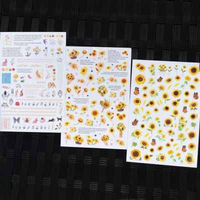 3 Sheets Sunflowers Daisy Spring Summer Nail Art Stickers, Self Adhesive Nail Decals, Floral Diary Sunflower Garden & Butterfly Nail Art, Each Sticker Measures Approximately 3.5 x 5inch.
