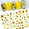 3 Sheets Sunflowers Daisy Spring Summer Nail Art Stickers, Self Adhesive Nail Decals, Floral Diary Sunflower Garden & Butterfly Nail Art, Each Sticker Measures Approximately 3.5 x 5inch. view 2