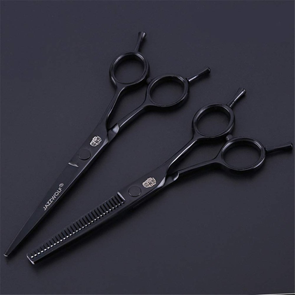 6.0 Hairdresser Professional Scissors Set,Hair Cutting Scissors for Barber (440C Stainless Steel Styling Tool),Light And Sharp,for Salon,Barbers Or Home Use (Black)