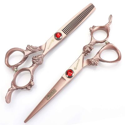 6.0 Inch Hair Cutting Scissors Set,Hairdressing Scissors 440C Stainless Steel Styling Tool (Light And Sharp),for Barber/Salon/Home Shear Kit (Red 5.5 Inch)
