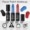 FREEORR 3 Colors Blue Black Red Face & Body Paint Stick, Eye Black Baseball Sticks for Baseball/Football/Halloween Accessories Vampire/Joker/Clown Makeup Cream Easy to Blend view 4