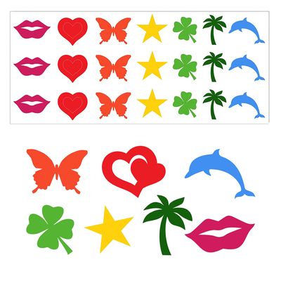 315 Pieces 7 Designs Tanning Sunbathing Body Stickers - Self Adhesive Perforated Heart Lips Butterfly Dolphin Stickers for Tanning Bed