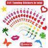 315 Pieces 7 Designs Tanning Sunbathing Body Stickers - Self Adhesive Perforated Heart Lips Butterfly Dolphin Stickers for Tanning Bed view 2