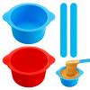 2Pcs Silicone Wax Warmer Liners, Wax Melt Liners for Warmers Reusable Non-Stick Wax Pot Silicone Bowl Replacement with 2 Wax Spatula Sticks for Hair Removal (Red, Blue) view 1