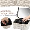 Extrei Gent Makeup Travel Train Case with Mirror LED Light 3 Adjustable Brightness Large Cosmetic Bag Portable Storage Adjustable Partition Waterproof Makeup Brushes Make up Jewelry Gift for Women view 4
