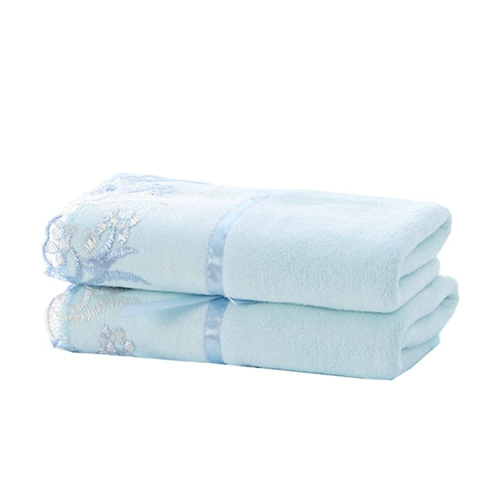Adult Pink Yellow Blue Towel Cotton Large Lace Embroidered cloth Face Towel (Color : B, Size : 35 X 75 cm) (A 35 X 75 cm)