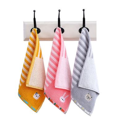 3pcs Square Towel Pure Cotton Children Washing Face and Wiping Face Towel Kindergarten Embroidery (Color : A, Size : 26 * 26cm) (A 26 * 26cm)
