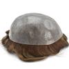 Toupee For Men Real Human Hair Soft Poly Skin Mens Toupee Hair Units System Natural Looking Grey Brown Blonde Mens Hairpiece Protesis Capilar8x10-light to Medium density#1730 DARK ASH BLONDE+30% Grey view 4