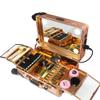 2 in 1 Rolling Makeup Artist Trolley Travel Cosmetic Removable Wheels With LED light dimming Professional Artist Box,White,29x22.5x40cm (Gold 29x22.5x40cm) view 1