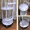 Beauty Salon Cart Small Shelf Hairdressing Tool Cart New Zealand Pine Phnom Penh Waterproof Film Nail Table Storage Cart Move,brownround (Whiteround) view 2