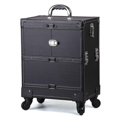 Aluminum Alloy Cosmetic Case Trolley with Wheel Beauty Vanity Case Salon Toolbox Multi-Layer Nail Storage Box
