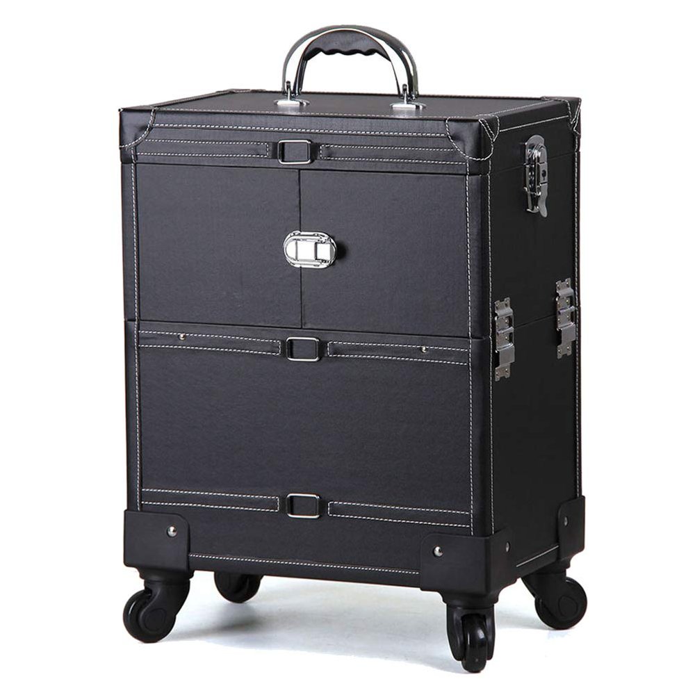 Aluminum Alloy Cosmetic Case Trolley with Wheel Beauty Vanity Case Salon Toolbox Multi-Layer Nail Storage Box