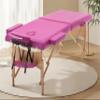 2 Section Foldable Massage Table, Height Adjustable Portable Massage Table Lash Bed Massage Bed with Carrying Bag Face Cradle Armrest & Hand Pallet, Lightweight Wooden Frame Massage Tables, PINK view 1