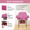 2 Section Foldable Massage Table, Height Adjustable Portable Massage Table Lash Bed Massage Bed with Carrying Bag Face Cradle Armrest & Hand Pallet, Lightweight Wooden Frame Massage Tables, PINK view 4