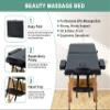 2 Section Foldable Massage Table, Height Adjustable Portable Massage Table Lash Bed Massage Bed with Carrying Bag Face Cradle Armrest & Hand Pallet, Lightweight Wooden Frame Massage Tables, BLACK view 4