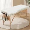 2 Section Foldable Massage Table, Height Adjustable Portable Massage Table Lash Bed Massage Bed with Carrying Bag Face Cradle Armrest & Hand Pallet, Lightweight Wooden Frame Massage Tables, CREAM view 1