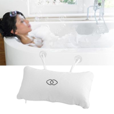 FOXBI Bath Pillow for Tub Anti-Slip Soft Comfortable Bathtub Spa Cushion with Suction Cups Relax & Comfy Breathable Neck & Head Support Spa Pillow for Bathtub Home Holiday Rest Essential, Hot Tub