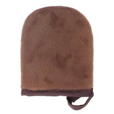 Saluaqui Self Tanning Mitt for Self Tan, Self Tanner Mitt for Application of Self Tanner, Flocking Self Tanner Mitten Lotion Applicator Small Sunless Tanner Mitt, Washable And Reusable (Brown)