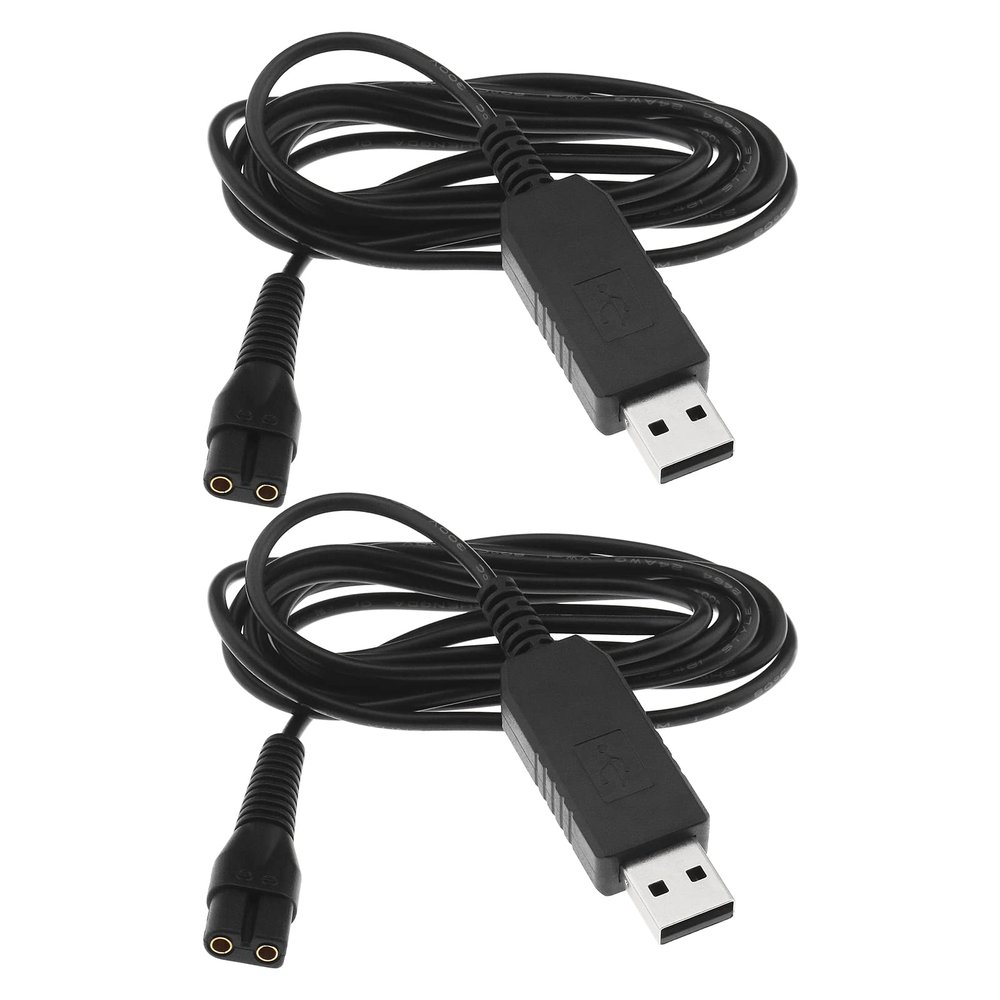 The Lord of the Tools 2PCS USB Shaver Charger Cable Compatible with Wahl Colour Pro 9649 Cordless Clippers Replacement 3.5V USB Power Cord Black 1.8m