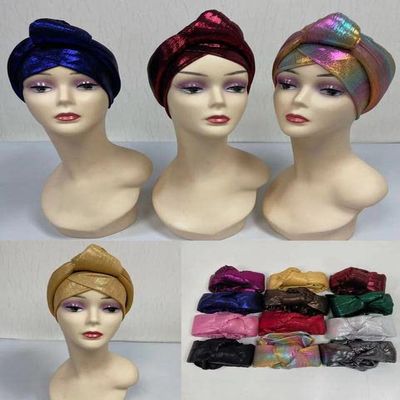 Cobric A Dozen Gorgeous Turban Hats Women Hijab for India Hat Scarves Head Wrap Headband Lady Girl Hair Accessories 12pcs/Pack Color 1506