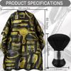 Borogo Professional Hair Cutting Cape with Neck Duster Brush, Salon Barber Cape, Hairdressing Accessories Yellow Stripe view 2